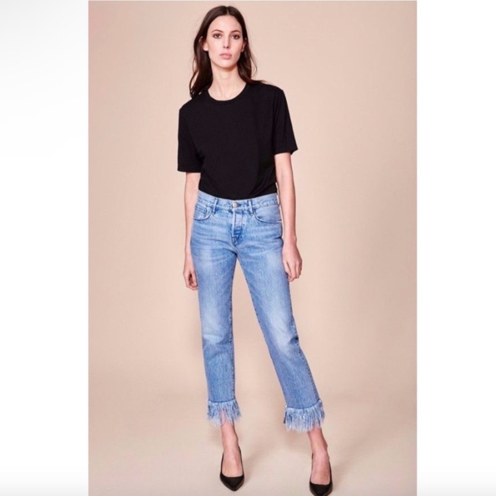 3x1 REVOLVE Women's Stella Straight Fringe Crop Jeans Size 28